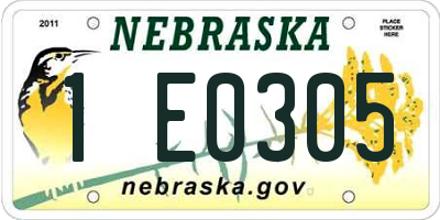 NE license plate 1E0305