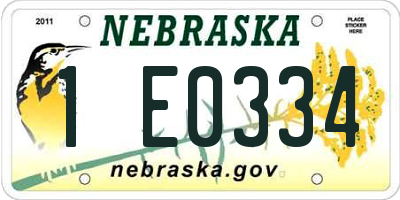 NE license plate 1E0334