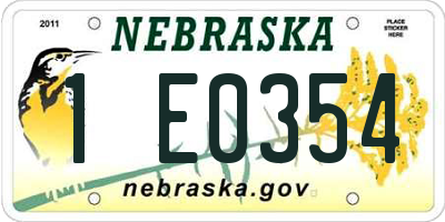 NE license plate 1E0354