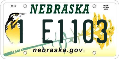 NE license plate 1E1103