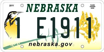 NE license plate 1E1911