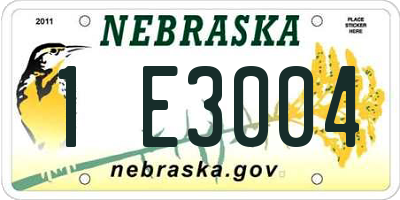 NE license plate 1E3004