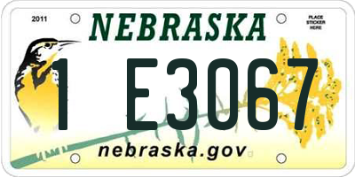 NE license plate 1E3067