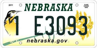 NE license plate 1E3093