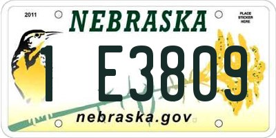 NE license plate 1E3809