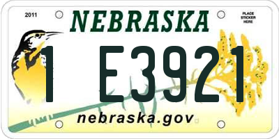 NE license plate 1E3921