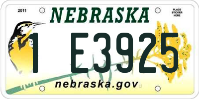 NE license plate 1E3925