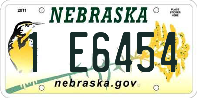 NE license plate 1E6454