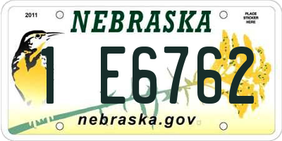 NE license plate 1E6762