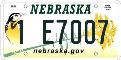 NE license plate 1E7007
