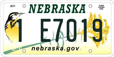 NE license plate 1E7019