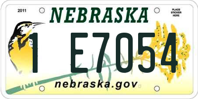 NE license plate 1E7054