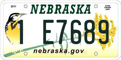 NE license plate 1E7689