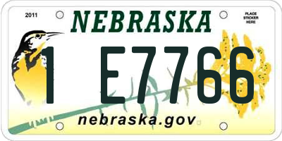 NE license plate 1E7766