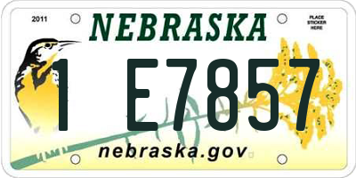NE license plate 1E7857