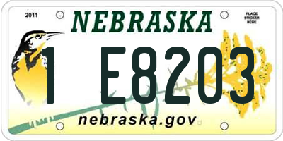 NE license plate 1E8203