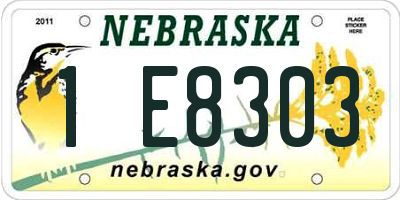 NE license plate 1E8303