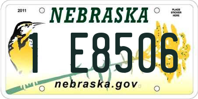 NE license plate 1E8506