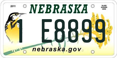 NE license plate 1E8899
