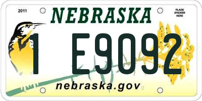 NE license plate 1E9092