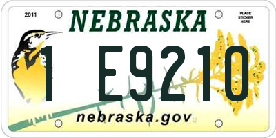 NE license plate 1E9210