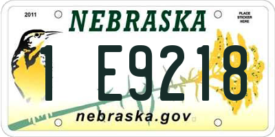 NE license plate 1E9218