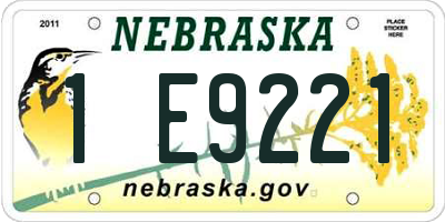 NE license plate 1E9221