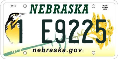 NE license plate 1E9225