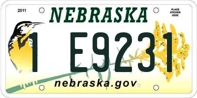 NE license plate 1E9231