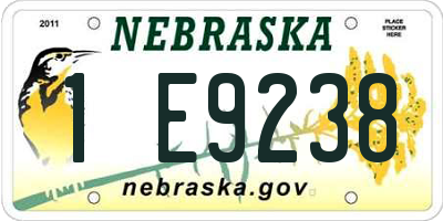 NE license plate 1E9238