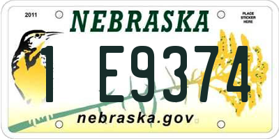 NE license plate 1E9374