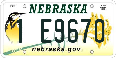 NE license plate 1E9670