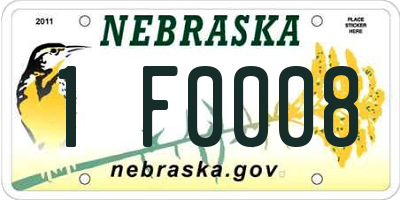 NE license plate 1F0008