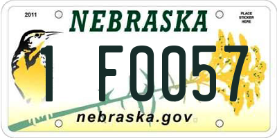 NE license plate 1F0057
