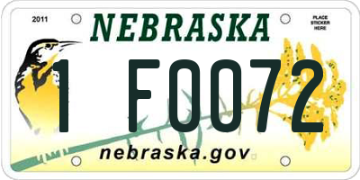 NE license plate 1F0072