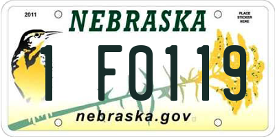 NE license plate 1F0119
