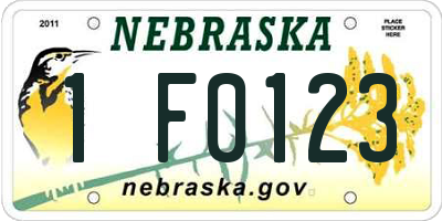 NE license plate 1F0123