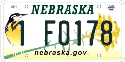 NE license plate 1F0178
