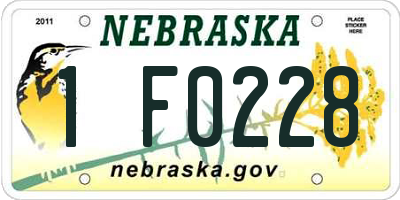 NE license plate 1F0228