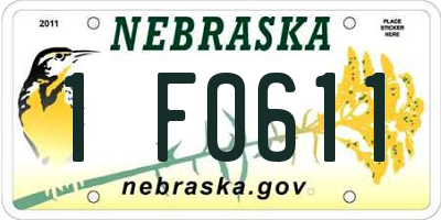 NE license plate 1F0611