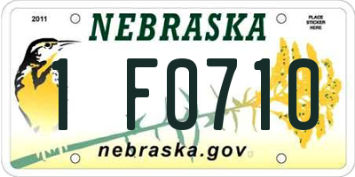 NE license plate 1F0710