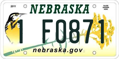 NE license plate 1F0871