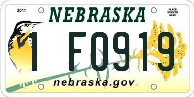 NE license plate 1F0919