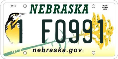 NE license plate 1F0991