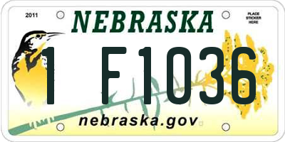 NE license plate 1F1036
