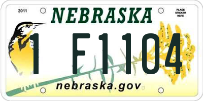 NE license plate 1F1104