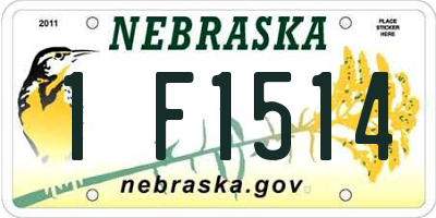NE license plate 1F1514