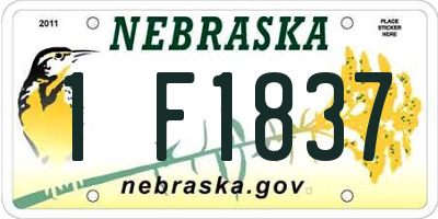 NE license plate 1F1837
