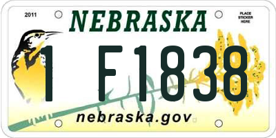 NE license plate 1F1838