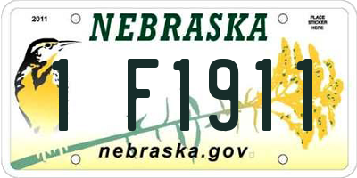 NE license plate 1F1911
